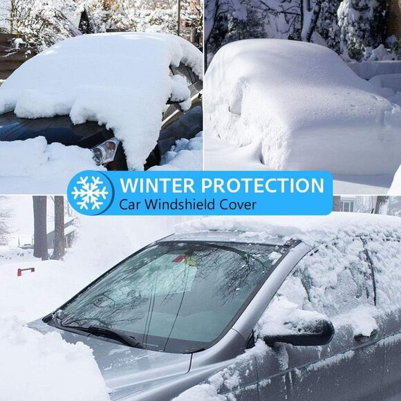 Windshield Cover for Ice and Snow Thickened Windproof Winter Cover with Hooks - Picture 8 of 9